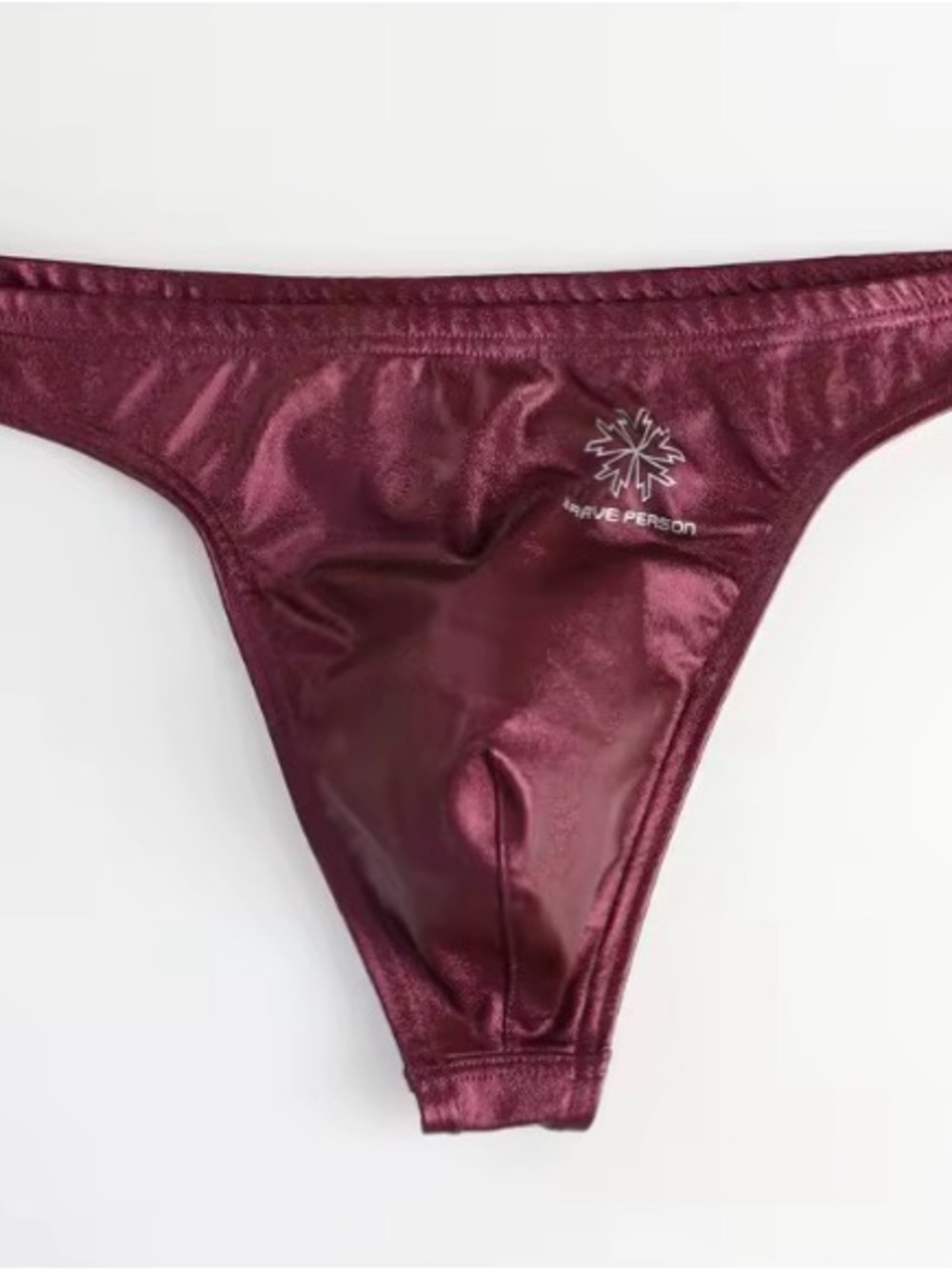 Brave Person Men's Low Waist Briefs Imitation Leather Sexy Underwear Male Thong